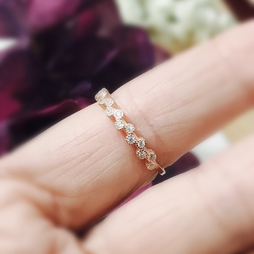 Set of 7: Clear CZ Rose Gold Sterling Silver Ring